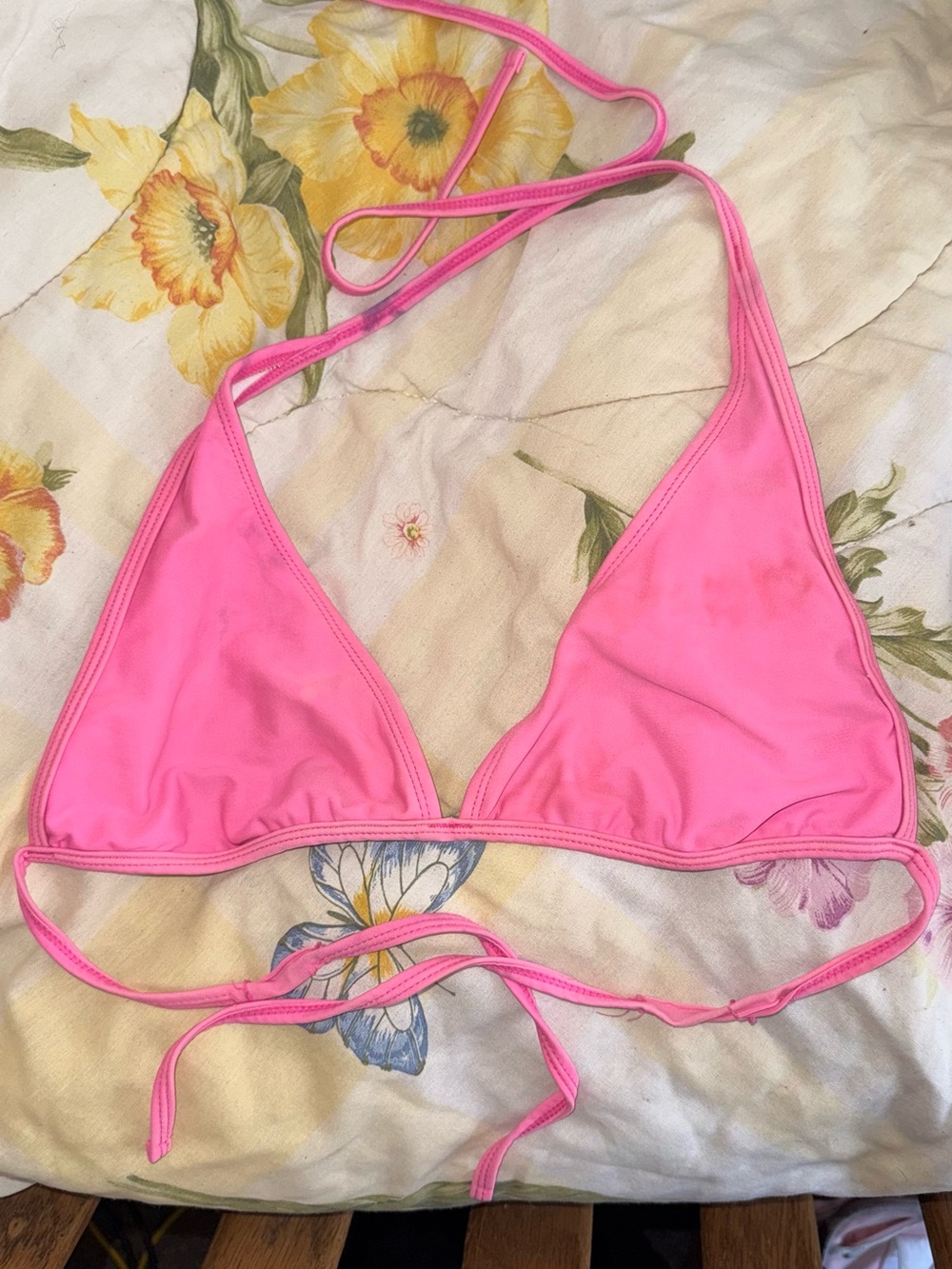 Pink Triangle String Bikini Top - Women Swim